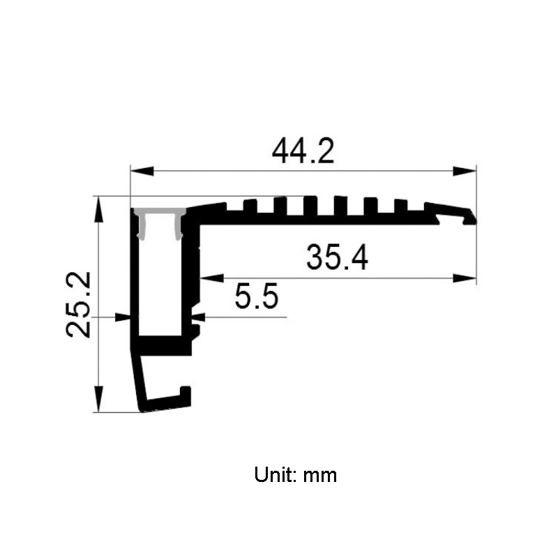 Stair Aluminum LED Profile Channel For 5mm Narrow LED Strip Lighting Stair Aluminum LED Profile Channel For 5mm Narrow LED Strip Lighting
